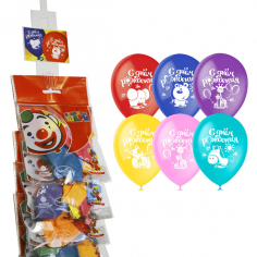 Шар на стрип-ленте С Днем Рождения, Ассорти (шелк) 1 ст